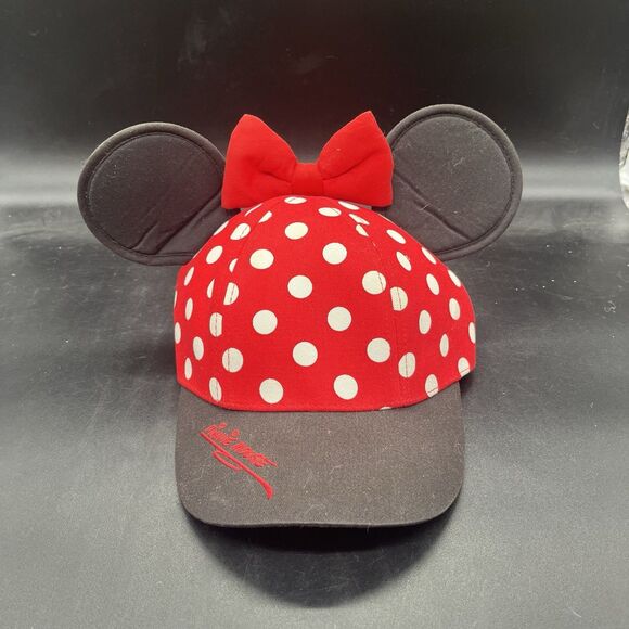 Disney Parks Minnie Mouse Hat Ears Red White Polka Dot Adjustable Youth Cap - Picture 1 of 4